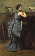 Corot Camille The lady of blue oil painting reproduction